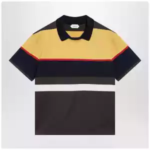 Versace Color-block striped cotton polo T-shirt
