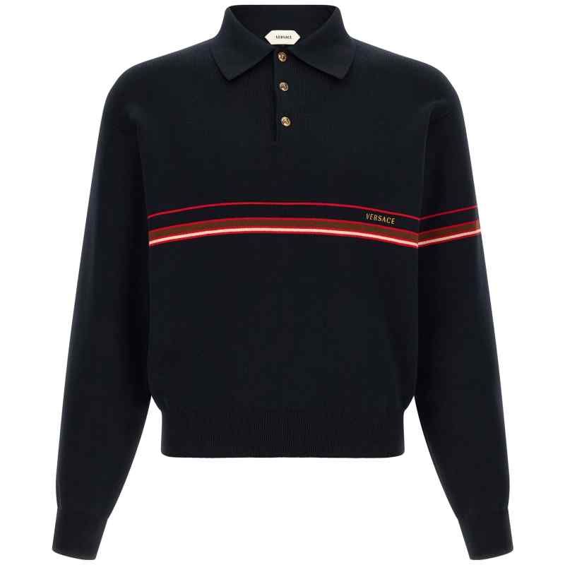 Versace Inlaid Striped Polo Shirt