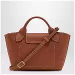 Longchamp XS Épure shopping bag in bullet brun leather