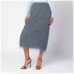 Dries Van Noten Dark grey midi skirt with fringes
