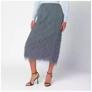 Dries Van Noten Dark grey midi skirt with fringes