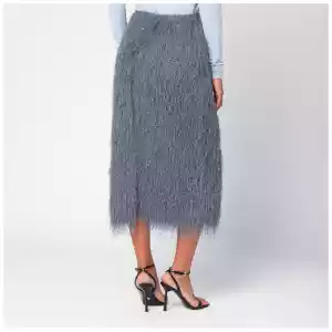 Dries Van Noten Dark grey midi skirt with fringes