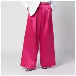 Dries Van Noten Wide pleated fuchsia satin trousers