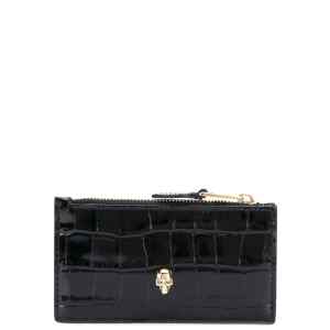 Alexander McQueen Skull zipped leather card case