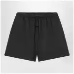Fear of God Essentials Black cotton shorts with logo embroidery