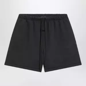 Fear of God Essentials Black cotton shorts with logo embroidery