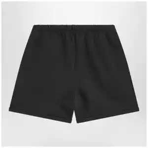 Fear of God Essentials Black cotton shorts with logo embroidery