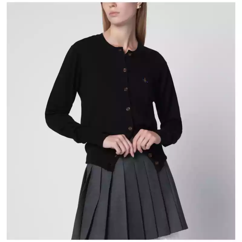 Vivienne Westwood Bea cotton-cashmere cardigan with Orb embroidery, black
