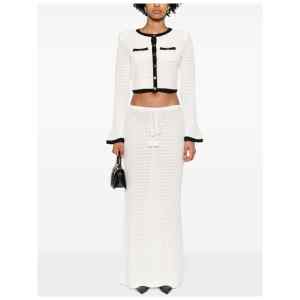 Self-Portrait Pointelle-knit cropped cardigan