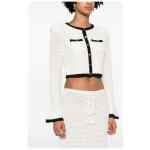 Self-Portrait Pointelle-knit cropped cardigan
