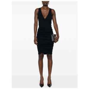 Saint Laurent ruched V-neck mini dress