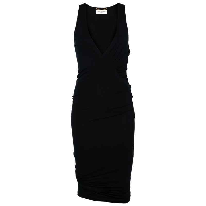 Saint Laurent ruched V-neck mini dress