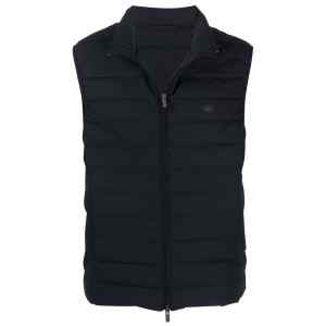 Emporio Armani Full-zip, sleeveless quilted nylon down jacket with eagle logo patch