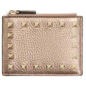 Valentino Garavani-Rockstud grainy card holder
