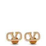 Valentino Garavani-Vlogo Signature Earrings In Metal And Swarovski® Crystals