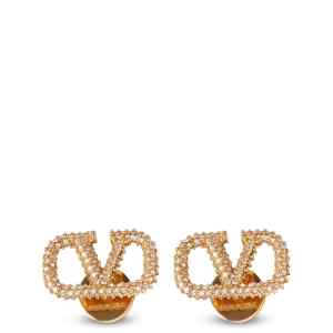 Valentino Garavani-Vlogo Signature Earrings In Metal And Swarovski® Crystals