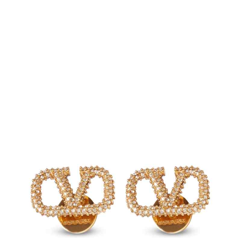 Valentino Garavani-Vlogo Signature Earrings In Metal And Swarovski® Crystals
