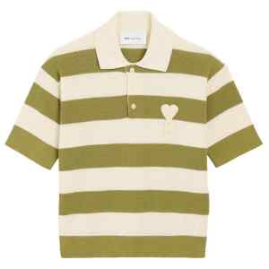 Ami Paris Ami De Coeur striped polo shirt
