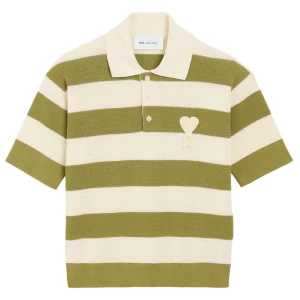Ami Paris Ami De Coeur striped polo shirt