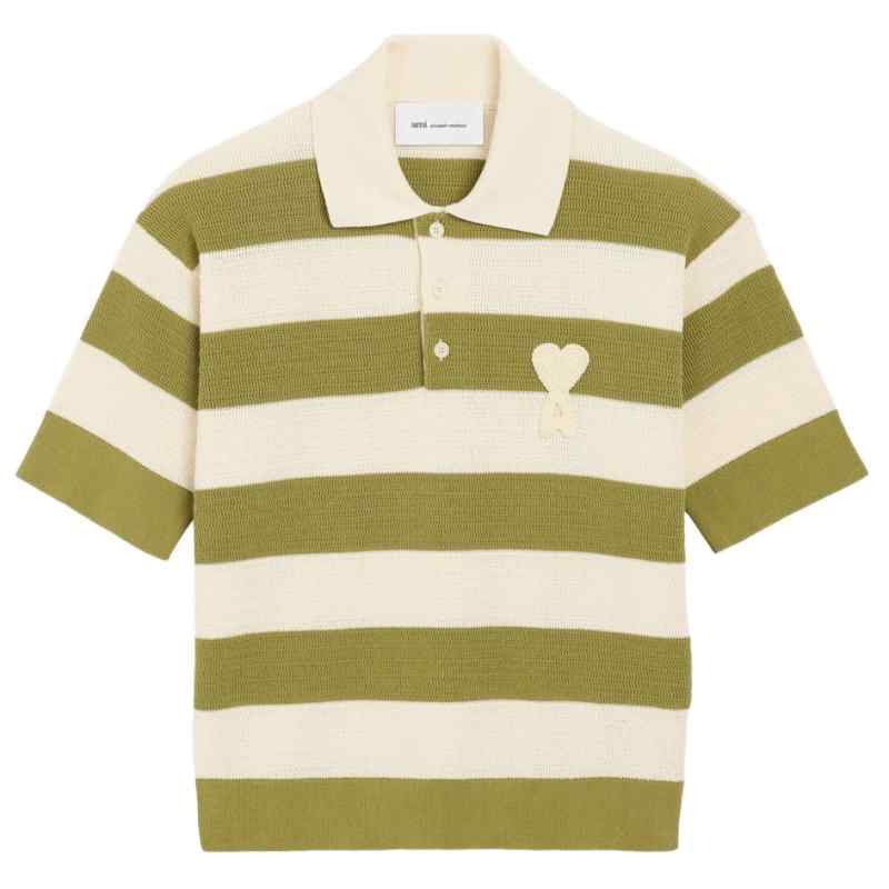 Ami Paris Ami De Coeur striped polo shirt