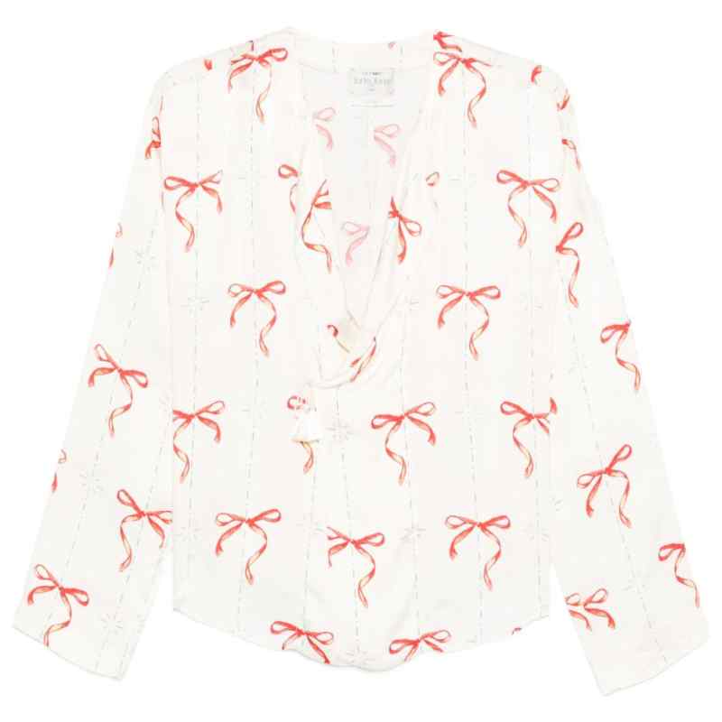 Forte Forte V-neck Printed crossed shirt
