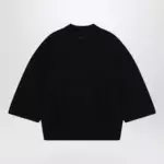 Fear of God Essentials Signature 90s-style knit 3/4-sleeve polo in black