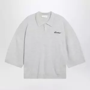 Fear of God Essentials Signature knit polo with 3/4 sleeves in mélange beige