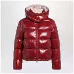 Moncler Niveole cropped down jacket in glossy nylon red