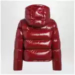 Moncler Niveole cropped down jacket in glossy nylon red