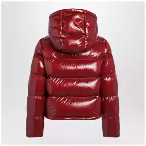 Moncler Niveole cropped down jacket in glossy nylon red
