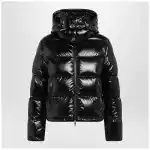 Moncler Niveole cropped down jacket in glossy nylon black