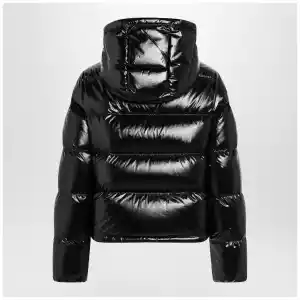 Moncler Niveole cropped down jacket in glossy nylon black
