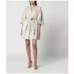 ZIMMERMANN Indra Plunge dress in cream/lilac linen