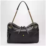 Vivienne Westwood Dolce Large shoulder bag in textured calf leather black/beige