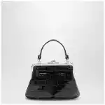 Vivienne Westwood Granny Frame purse in croc-embossed black leather