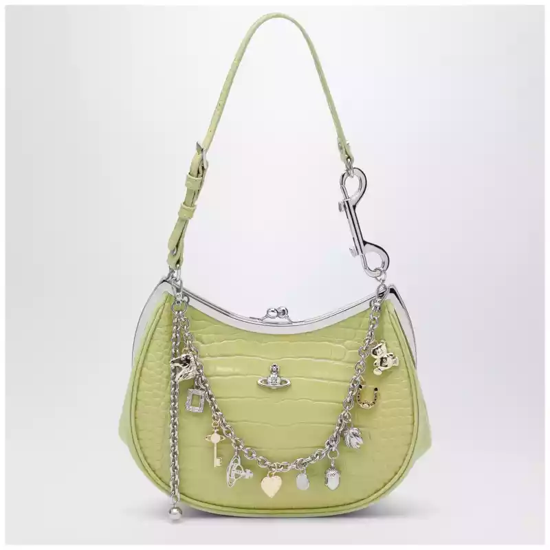 Vivienne Westwood Charm bag in lime croc-effect patent leather
