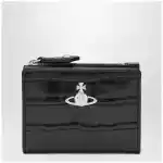 Vivienne Westwood Slim Flap crocodile-embossed leather card holder, black