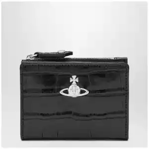 Vivienne Westwood Slim Flap crocodile-embossed leather card holder, black