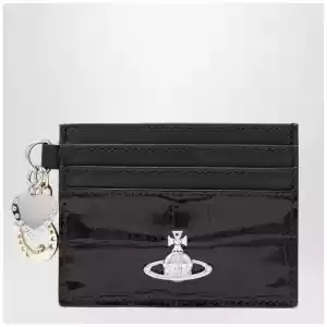 Vivienne Westwood Croc-embossed leather card holder with charms, black