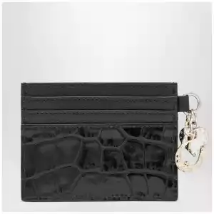 Vivienne Westwood Croc-embossed leather card holder with charms, black