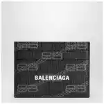 Balenciaga Signature card holder in black and grey BB Monogram coated canvas