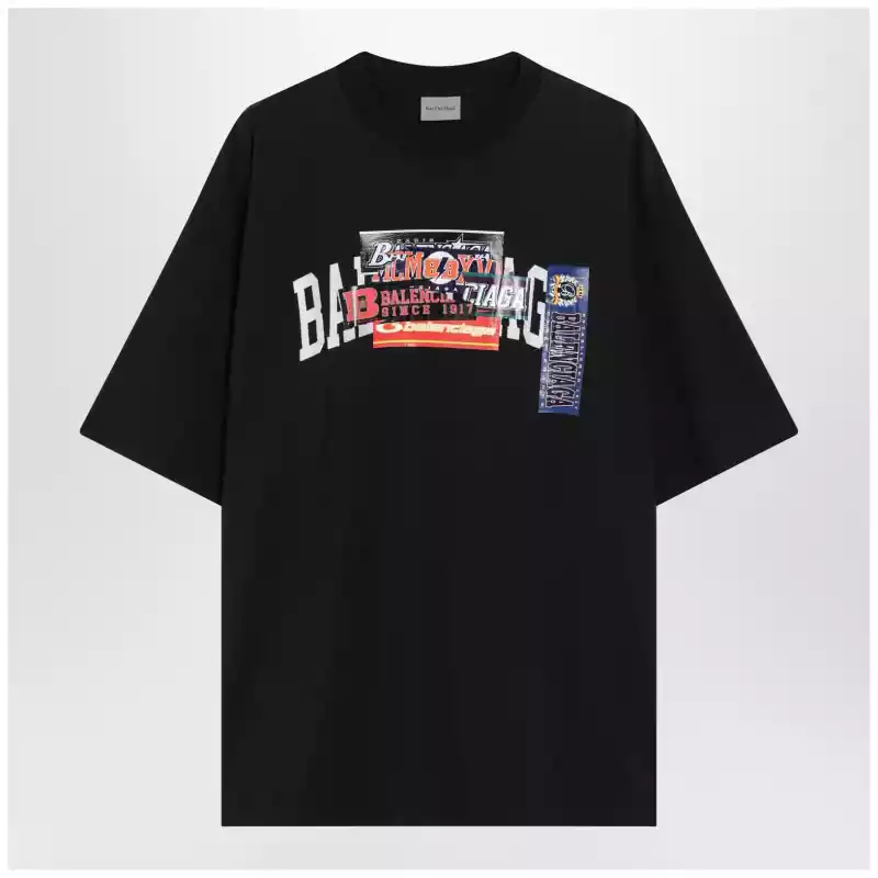 Balenciaga Bumper Stickers medium-fit cotton T-shirt in black