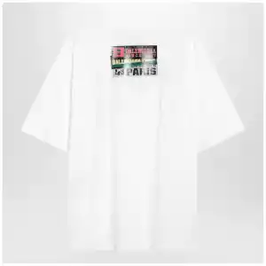 Balenciaga Bumper Stickers medium-fit cotton T-shirt in white