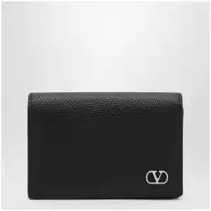 Valentino Garavani VLogo bifold card wallet in black leather