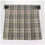 Burberry Beige wool mini kilt with Check pattern