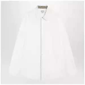 Burberry Classic-fit cotton poplin shirt with Check trim, white
