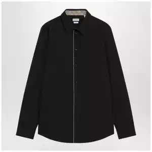 Burberry Classic-fit cotton poplin shirt with Check trim, black