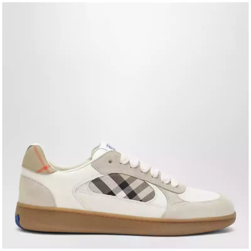 Burberry Terrace leather and suede sneakers with beige check
