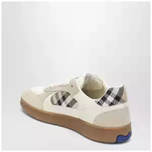 Burberry Terrace leather and suede sneakers with beige check
