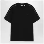 Burberry Cotton T-shirt with Check trim in black